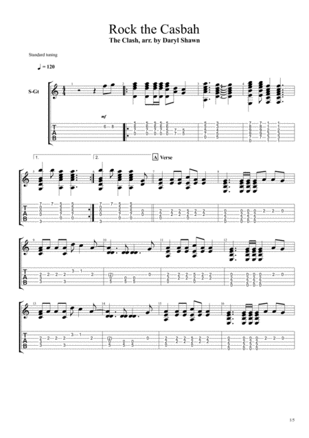 Rock The Casbah For Solo Fingerstyle Guitar Sheet Music