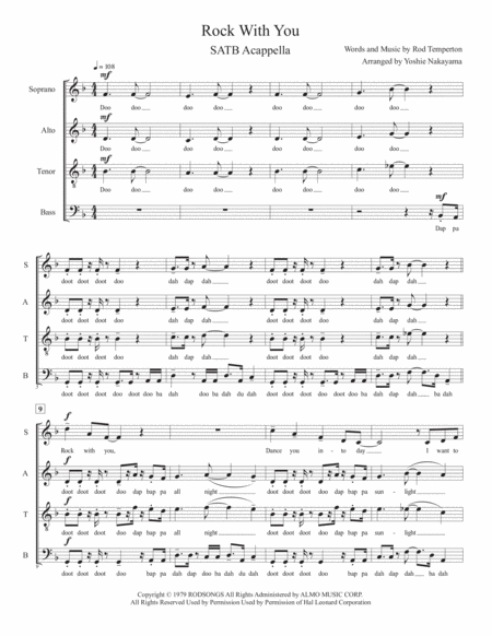 Rock With You Satb Acappella Sheet Music