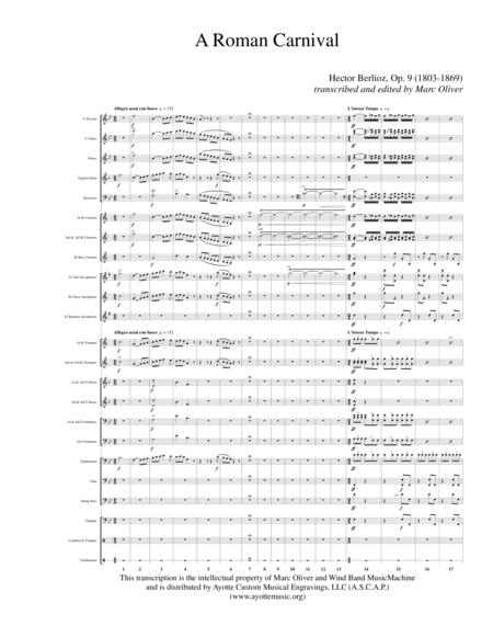 Free Sheet Music Roman Carnival Overture Transcribed For Concert Band