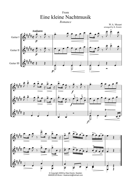 Romance Abridged For Guitar Trio Sheet Music