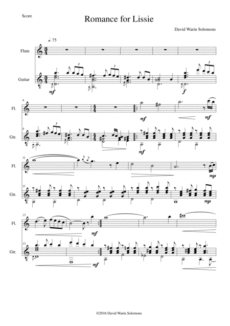 Romance For Lissie For Flute And Guitar Sheet Music