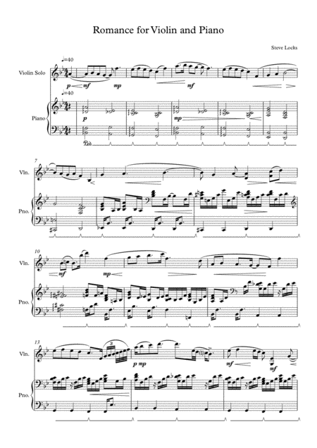 Free Sheet Music Romance For Violin And Piano