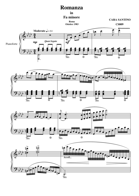 Romanza In F Minor For Piano Sheet Music