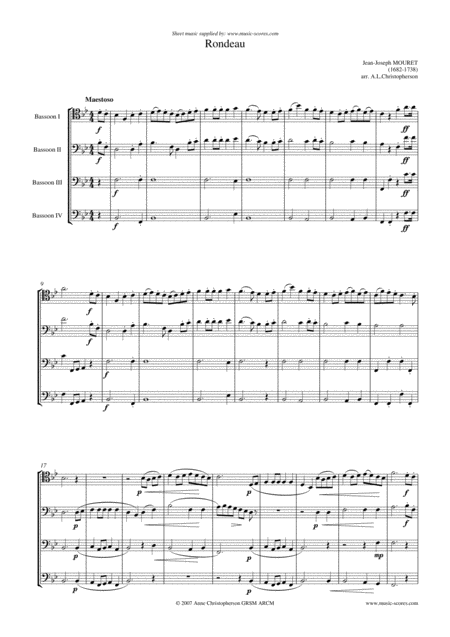 Free Sheet Music Rondeau Bridal Fanfare Bassoon Quartet