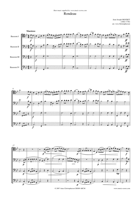 Rondeau Bridal Fanfare Bassoon Quartet Sheet Music