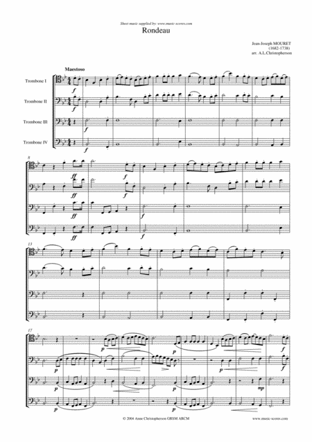 Rondeau Bridal Fanfare Trombone Quartet Sheet Music