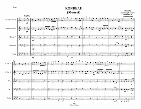 Free Sheet Music Rondeau Mouret Brass Quintet Intermediate