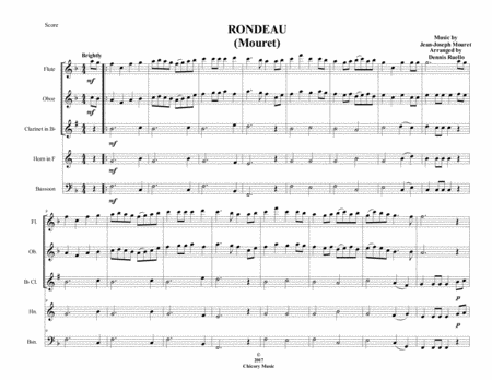 Free Sheet Music Rondeau Mouret Woodwind Quintet Intermediate