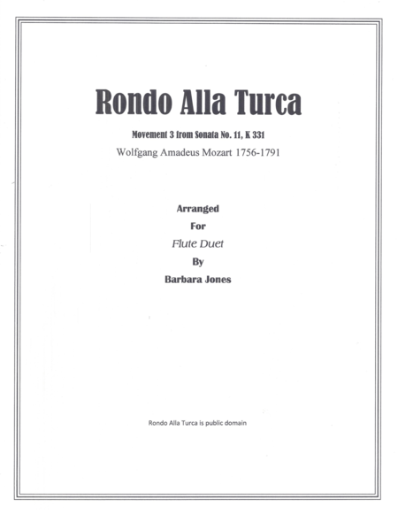 Rondo Alla Turca Flute Duet Sheet Music