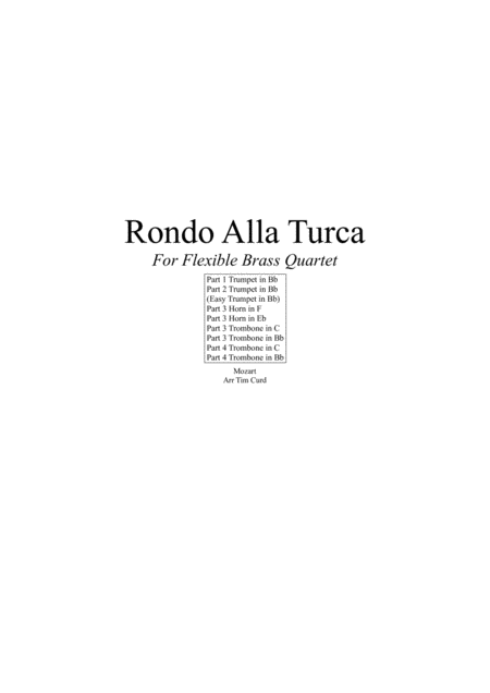 Free Sheet Music Rondo Alla Turca For Flexible Brass Quartet