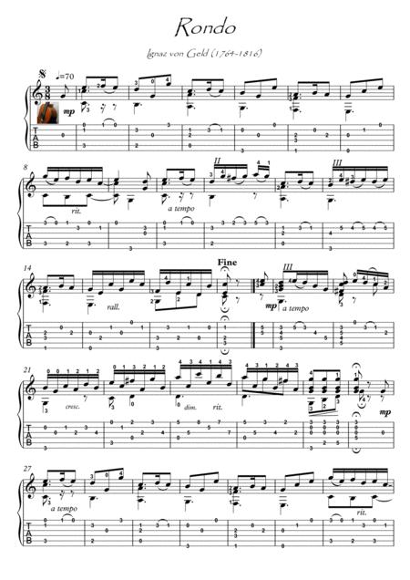 Free Sheet Music Rondo By Ignaz Geld Guitar Solo