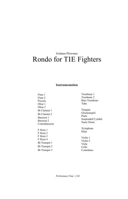 Free Sheet Music Rondo For Tie Fighters Full Score And Parts