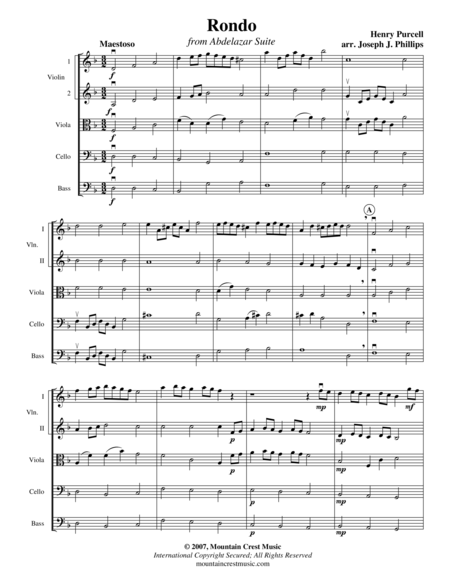 Rondo From Abdelazar Suite Score Sheet Music