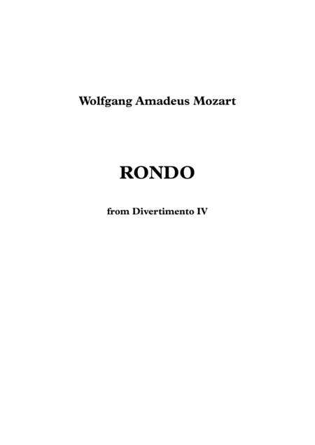 Free Sheet Music Rondo From Divertimento Iv W A Mozart