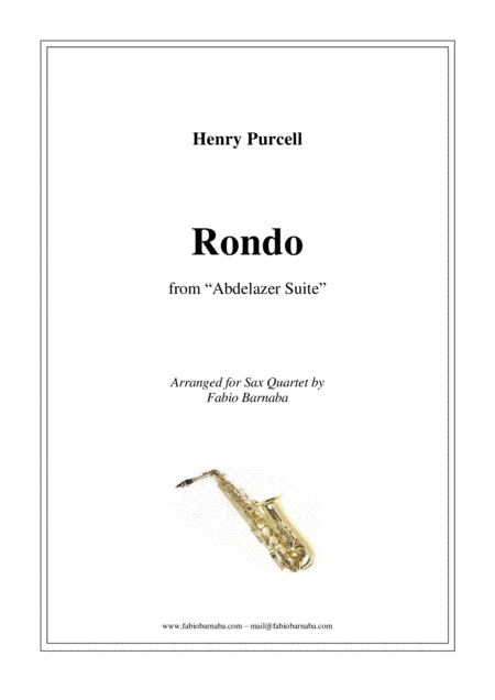 Free Sheet Music Rondo From Purcells Abdelazer Suite For Sax Quartet
