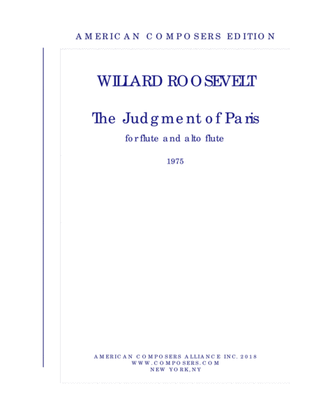 Roosevelt The Judgement Of Paris Sheet Music