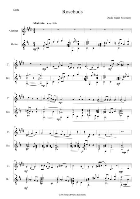 Free Sheet Music Rosebuds For Clarinet And Guitar