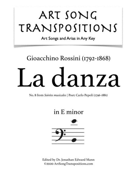 Rossini La Danza Transposed To E Minor Bass Clef Sheet Music