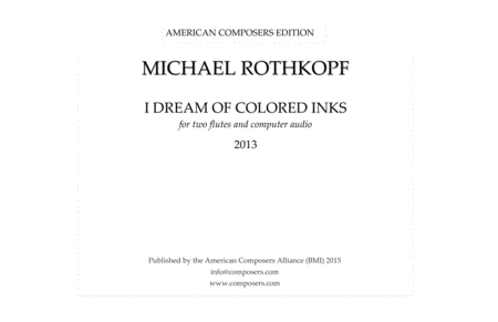 Rothkopf I Dream Of Colored Inks Sheet Music