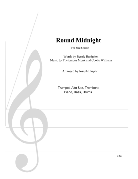 Round Midnight Jazz Combo Sheet Music