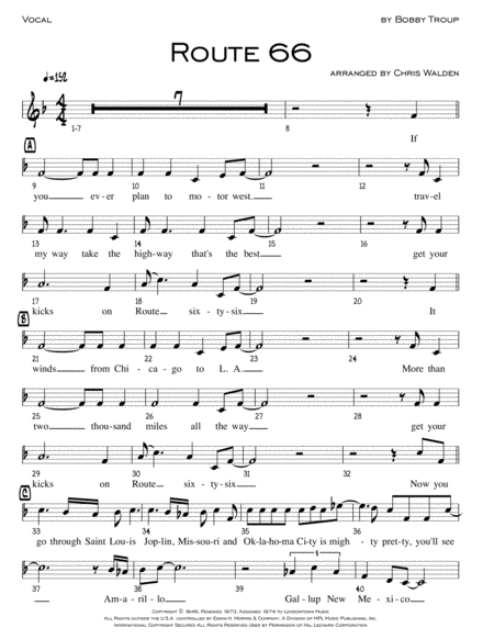 Free Sheet Music Route 66 Rhythm 5 Horns