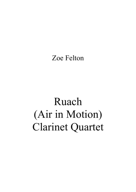 Free Sheet Music Ruach Air In Motion For Clarinet Quartet