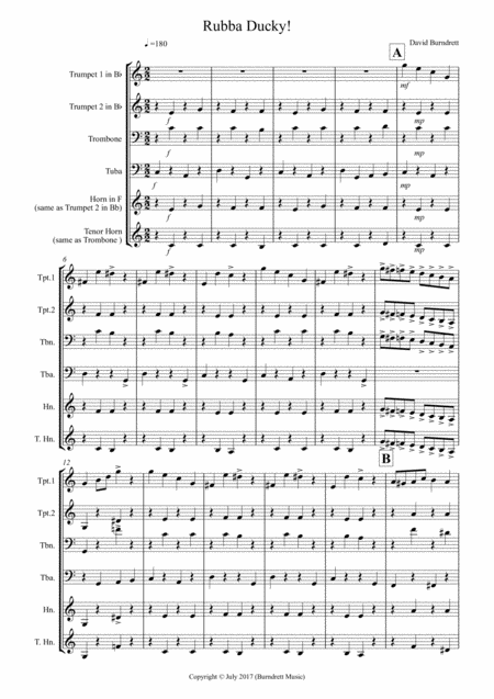 Rubba Ducky For Brass Quartet Sheet Music