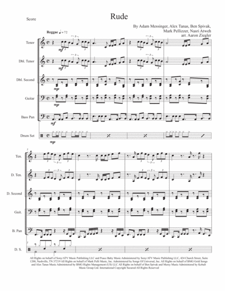 Free Sheet Music Rude For Steel Band