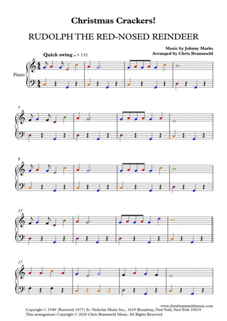 Rudolph The Red Nosed Reindeer Easy Piano Sheet Music