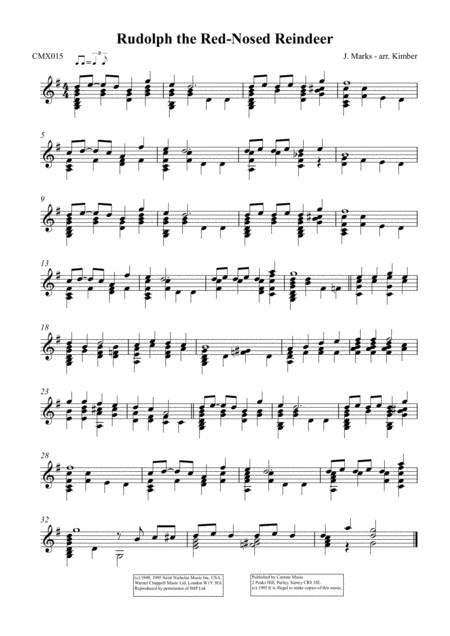Free Sheet Music Rudolph The Red Nosed Reindeer For 2 Octaves Handbells