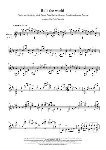 Rule The World Sheet Music