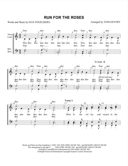 Run For The Roses Ssaa Sheet Music