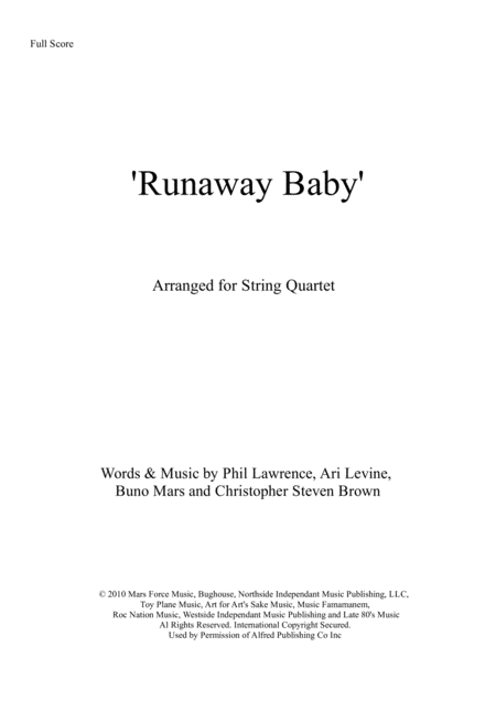 Runaway Baby Sheet Music