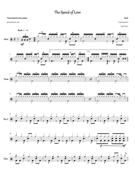 Free Sheet Music Rush The Speed Of Love