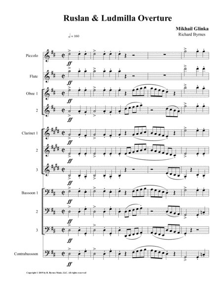 Free Sheet Music Ruslan Ludmilla Overture Woodwind Choir