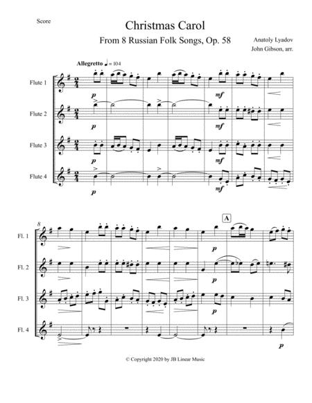 Russian Christmas Carol Set For Flute Quartet Sheet Music