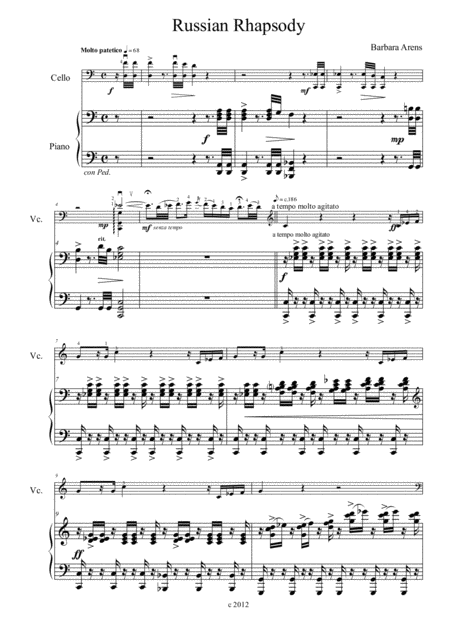 Free Sheet Music Russian Rhapsody For Cello Piano