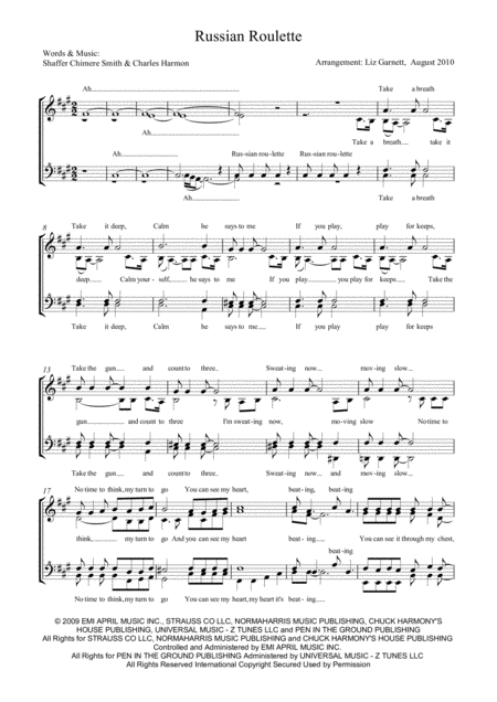 Free Sheet Music Russian Roulette