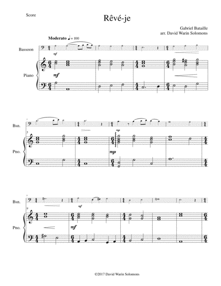 Free Sheet Music Rv Je Am I Dreaming For Bassoon And Piano