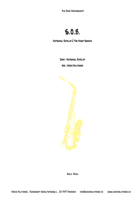 S O B Nathaniel Rateliff Jazz Ensemble W Vocals Score Parts Sheet Music