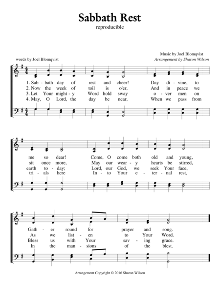 Free Sheet Music Sabbath Rest