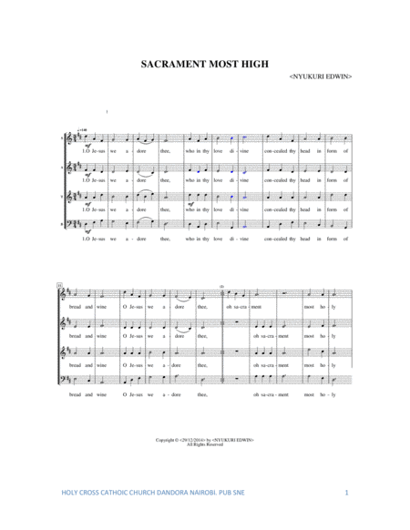 Sacrament Most Holy Sheet Music