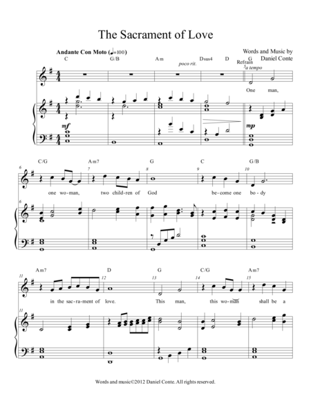 Sacrament Of Love G Sheet Music