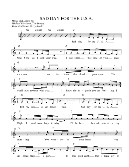 Free Sheet Music Sad Day For The Us A