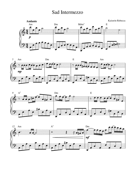 Sad Intermezzo Sheet Music