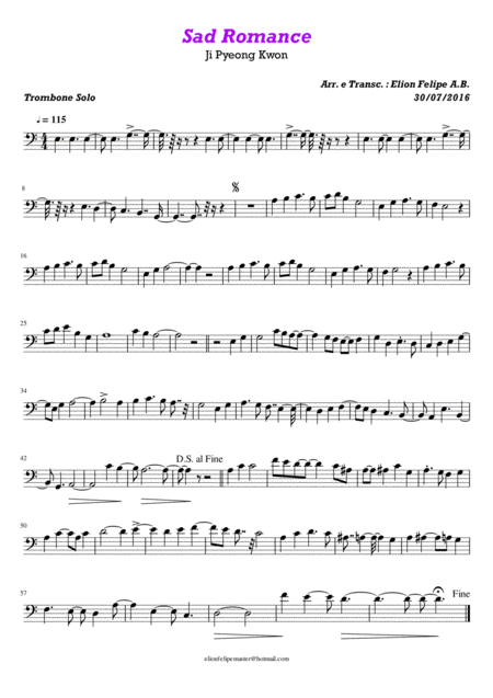 Sad Romance Trombone Sheet Music