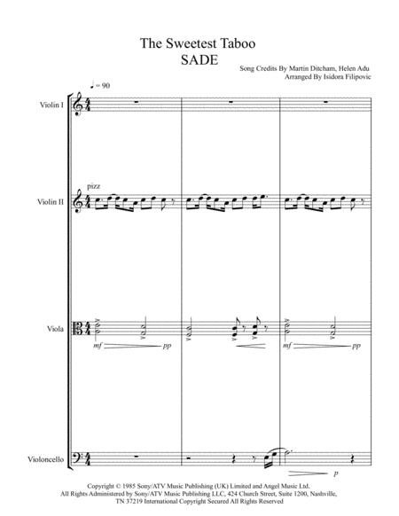 Sade The Sweetest Taboo For String Quartet Sheet Music