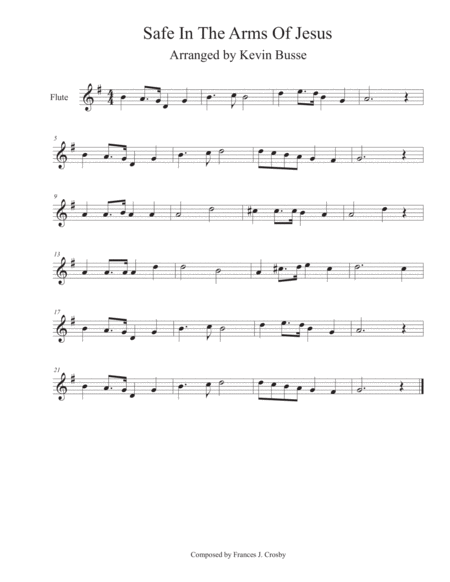 Safe In The Arms Of Jesus Flute Sheet Music