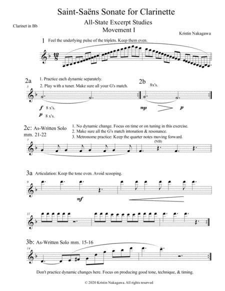 Saint Saens Clarinet Sonata Mvt I Studies Sheet Music