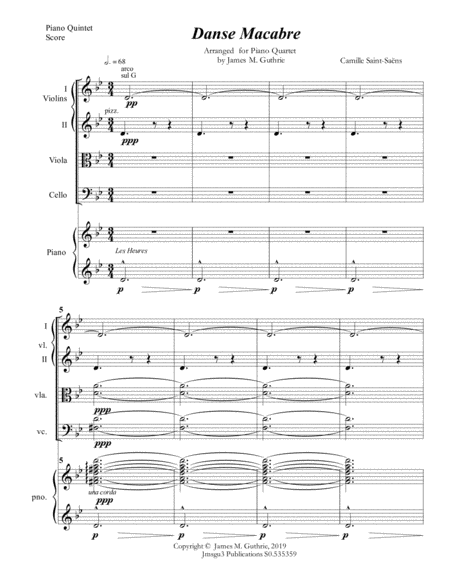 Saint Sans Danse Macabre For Piano Quintet Sheet Music